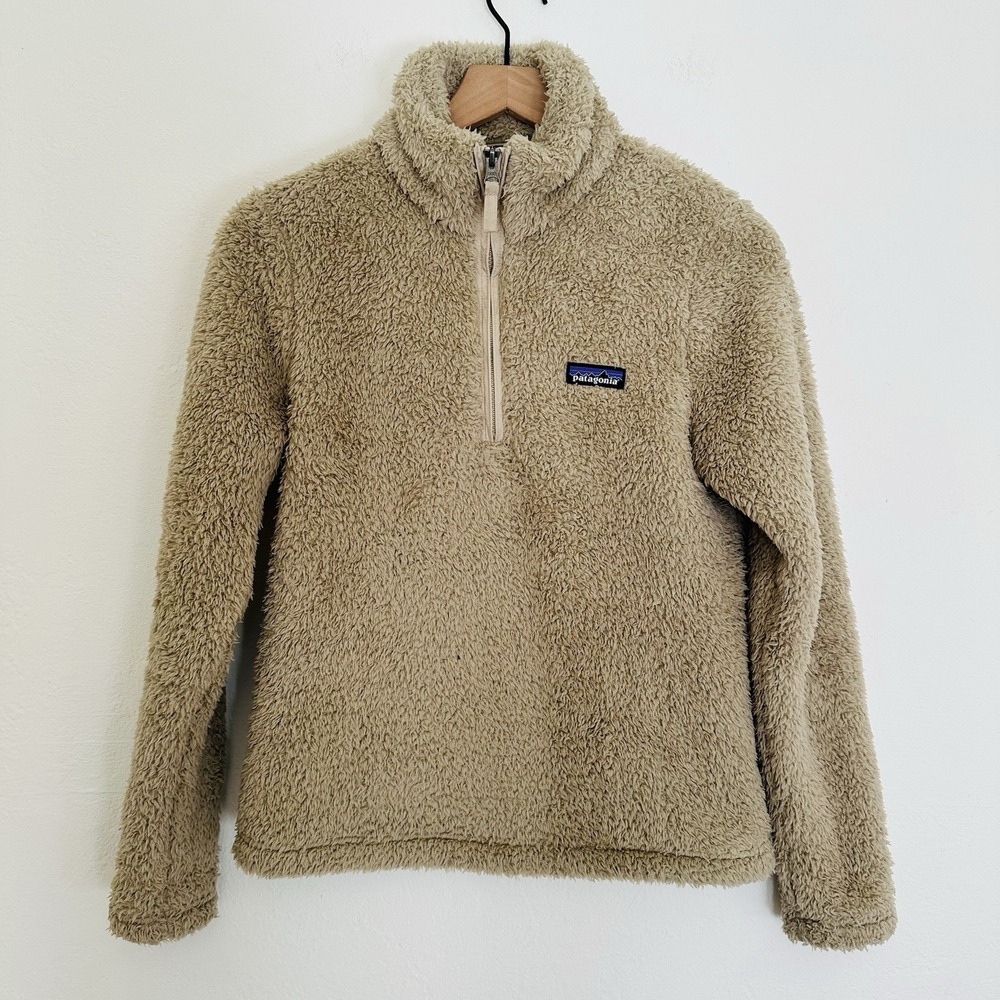 Patagonia Fleece Pullover Jacket Womens Small Tan 1/4 Zip Los Gatos Deep Pile